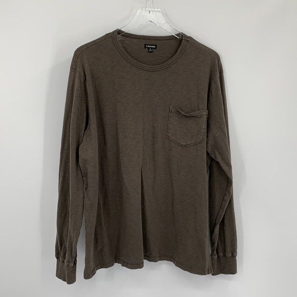 J Peterman long sleeve tee t-shirt shirt brown knit cotton burnout men XL - Picture 1 of 4